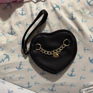 Juicy couture Black Heart-Shaped Wristlet with Gold Chain